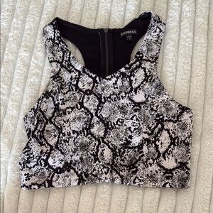 Express Black and White Snake Print  Crop Tank Top